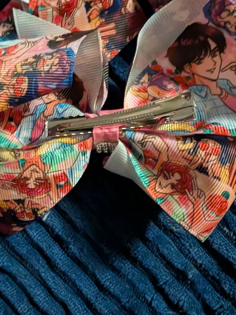 2 Kpop Demon Hunters Print Rhinestone Bow Hair Clips